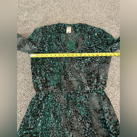 ALI RO Size 8 Medium Green Blue Gray Abstract Silk Wrap Dress - Picture 11 of 13
